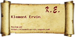 Klement Ervin névjegykártya